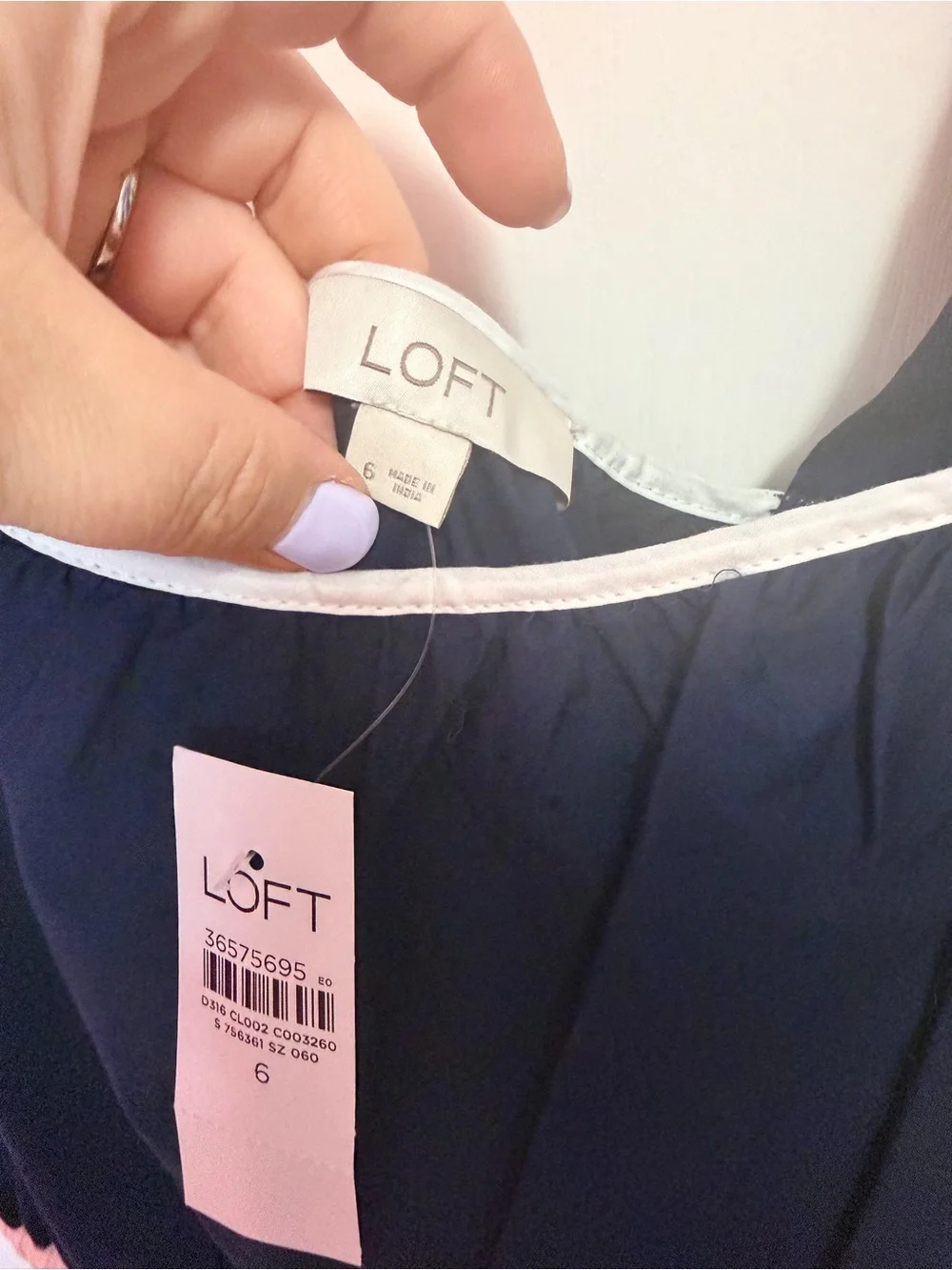 LOFT Navy Maxi Dress with White Trim